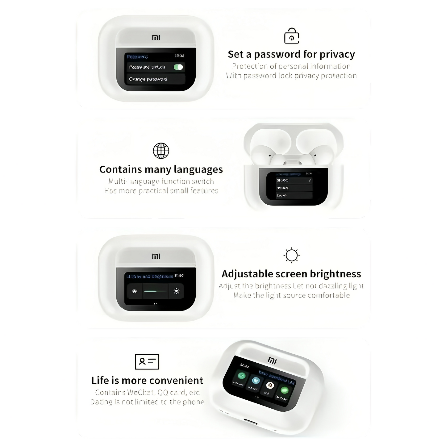 Noise Cancelling Earbuds with Screen