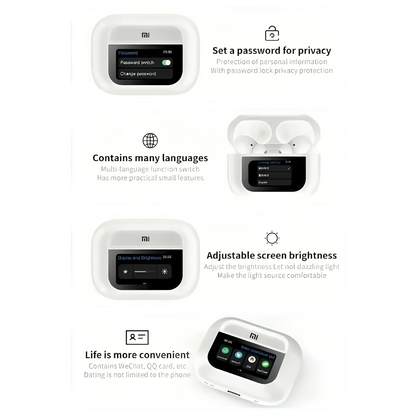 Noise Cancelling Earbuds with Screen