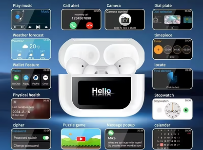 Noise Cancelling Earbuds with Screen